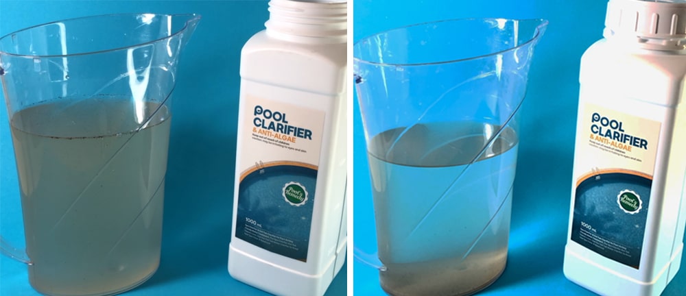 شفاف کننده آب استخر، قبل و بعد